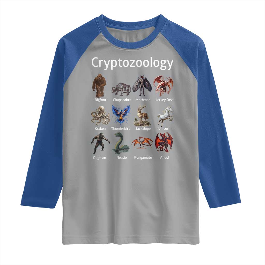 Cryptid Creatures Raglan Shirt Cryptozoology Fantasy Mythical Monsters