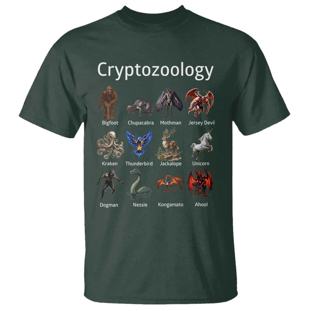 Cryptid Creatures T Shirt Cryptozoology Fantasy Mythical Monsters