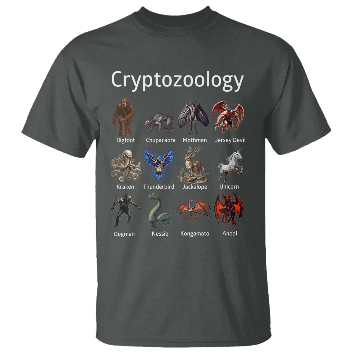 Cryptid Creatures T Shirt Cryptozoology Fantasy Mythical Monsters