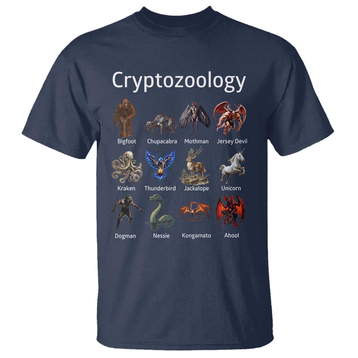 Cryptid Creatures T Shirt Cryptozoology Fantasy Mythical Monsters
