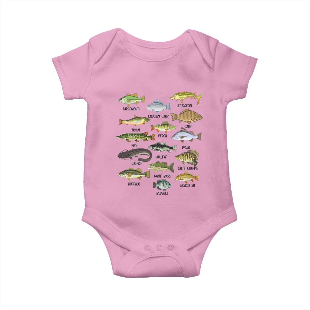 Freshwater Fish Species Baby Onesie Funny Fishing Types Fisherman Dad
