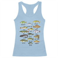 Freshwater Fish Species Racerback Tank Top Funny Fishing Types Fisherman Dad