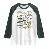 Freshwater Fish Species Raglan Shirt Funny Fishing Types Fisherman Dad