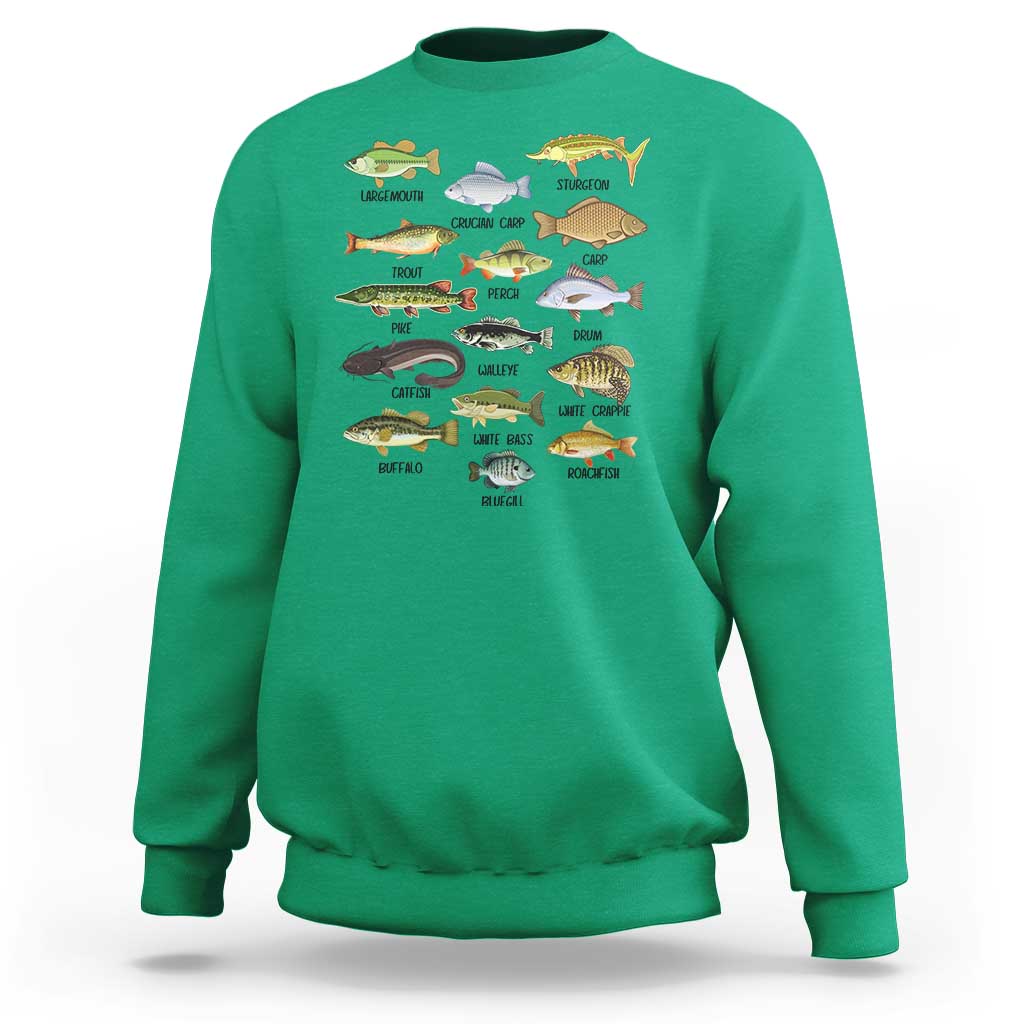 Freshwater Fish Species Sweatshirt Funny Fishing Types Fisherman Dad