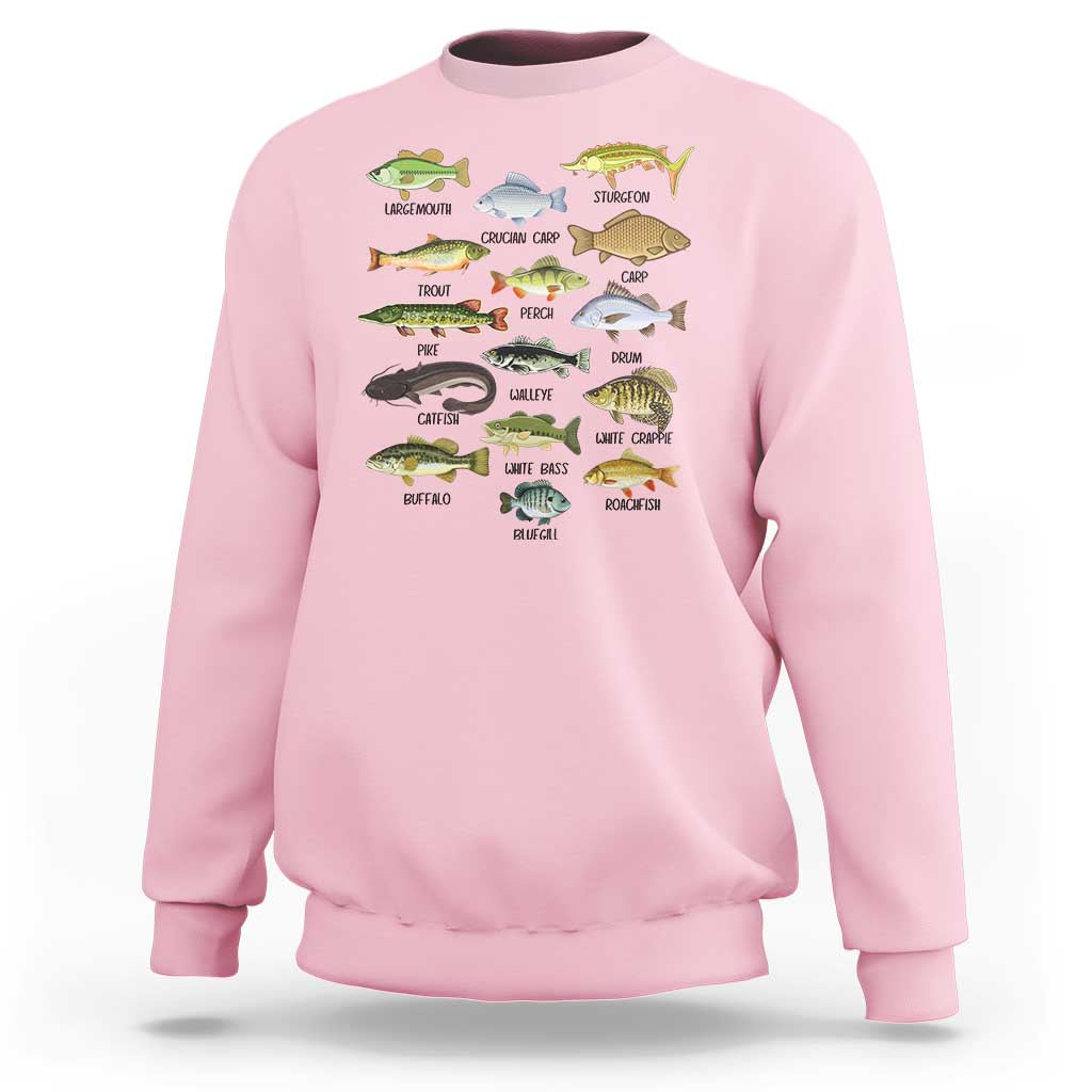 Freshwater Fish Species Sweatshirt Funny Fishing Types Fisherman Dad