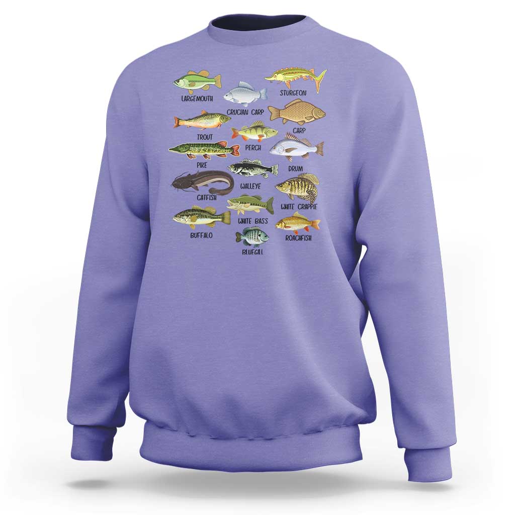 Freshwater Fish Species Sweatshirt Funny Fishing Types Fisherman Dad