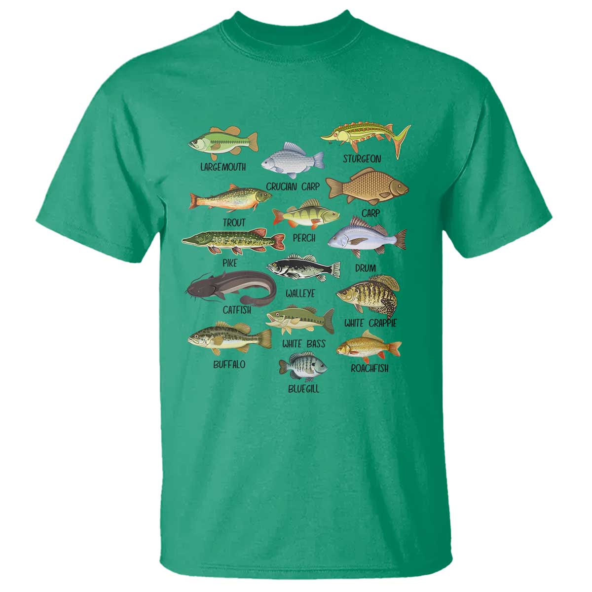 Freshwater Fish Species T Shirt Funny Fishing Types Fisherman Dad