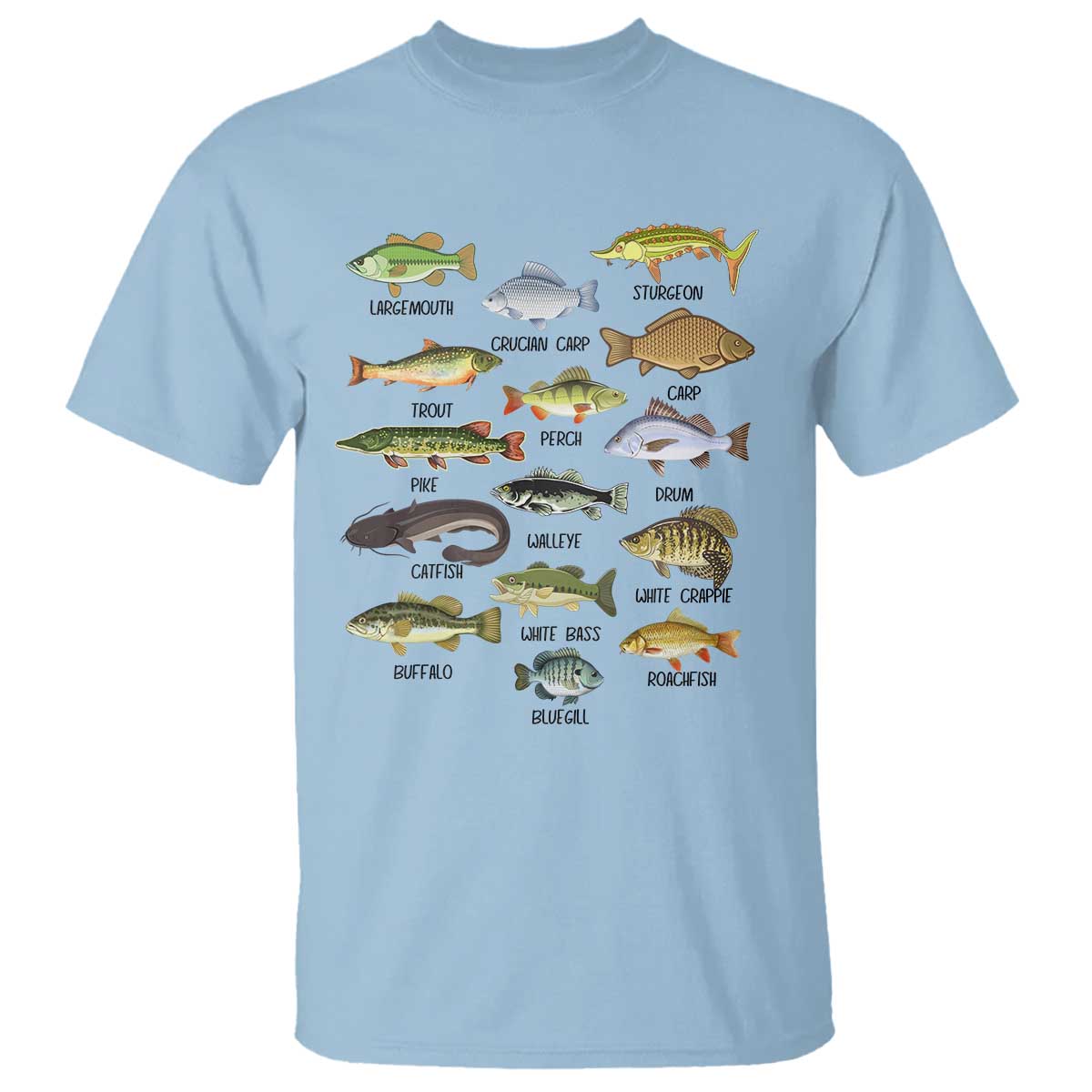 Freshwater Fish Species T Shirt Funny Fishing Types Fisherman Dad