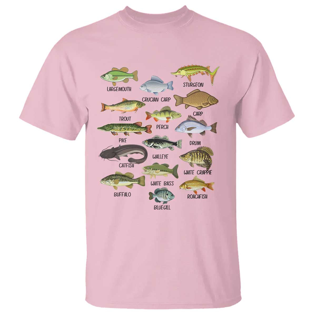 Freshwater Fish Species T Shirt Funny Fishing Types Fisherman Dad