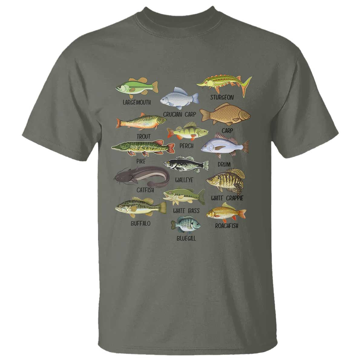 Freshwater Fish Species T Shirt Funny Fishing Types Fisherman Dad