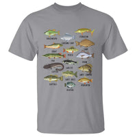 Freshwater Fish Species T Shirt Funny Fishing Types Fisherman Dad