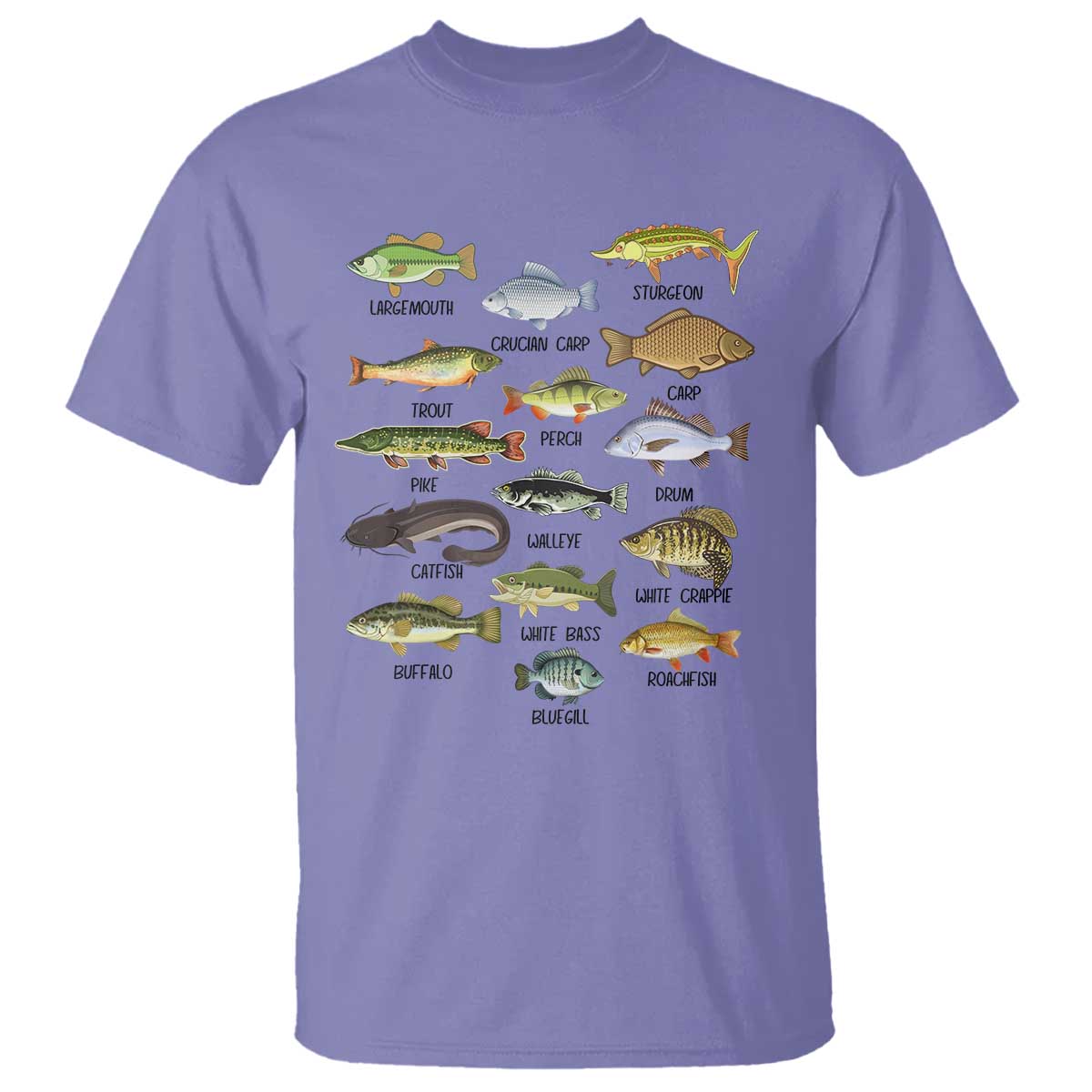 Freshwater Fish Species T Shirt Funny Fishing Types Fisherman Dad