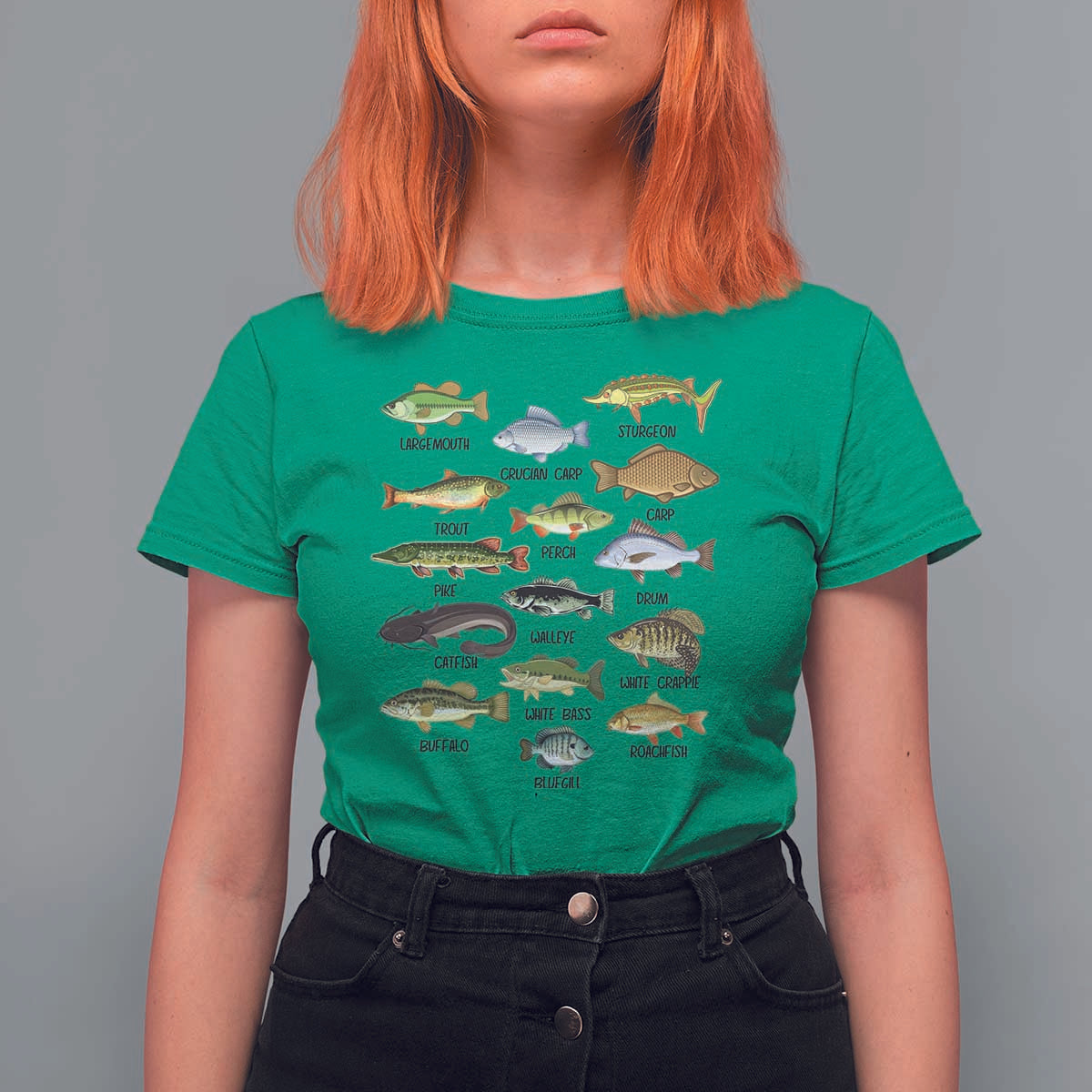 Freshwater Fish Species T Shirt For Women Funny Fishing Types Fisherman Dad