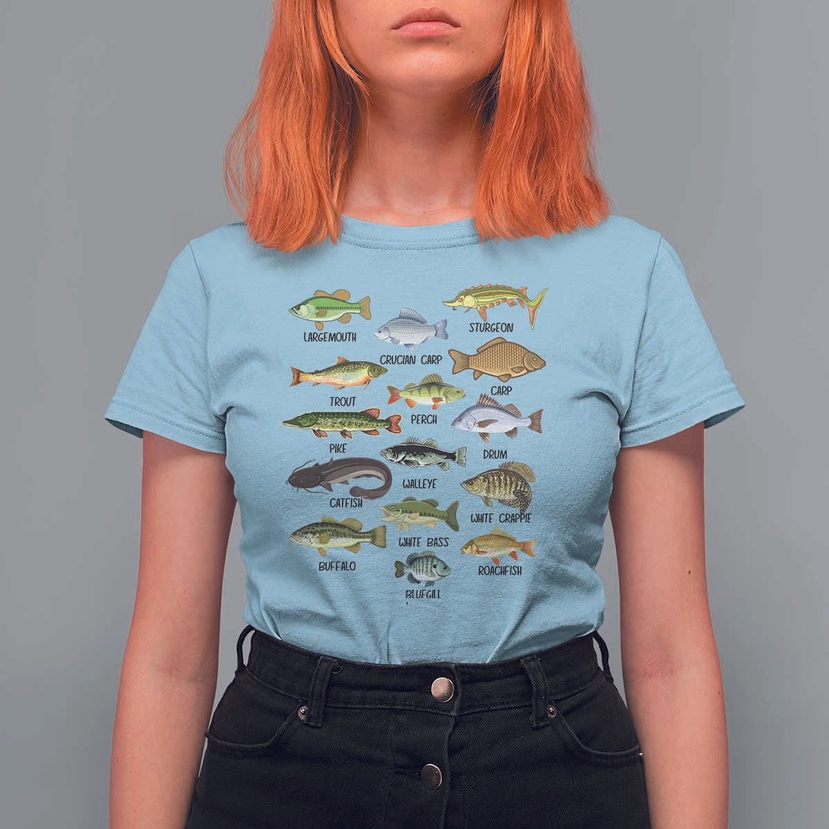 Freshwater Fish Species T Shirt For Women Funny Fishing Types Fisherman Dad
