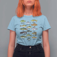 Freshwater Fish Species T Shirt For Women Funny Fishing Types Fisherman Dad