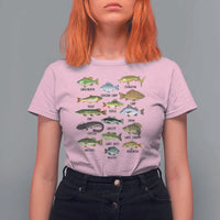 Freshwater Fish Species T Shirt For Women Funny Fishing Types Fisherman Dad