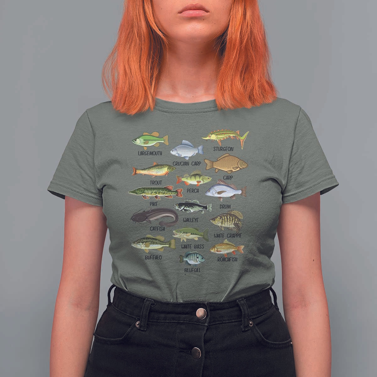 Freshwater Fish Species T Shirt For Women Funny Fishing Types Fisherman Dad
