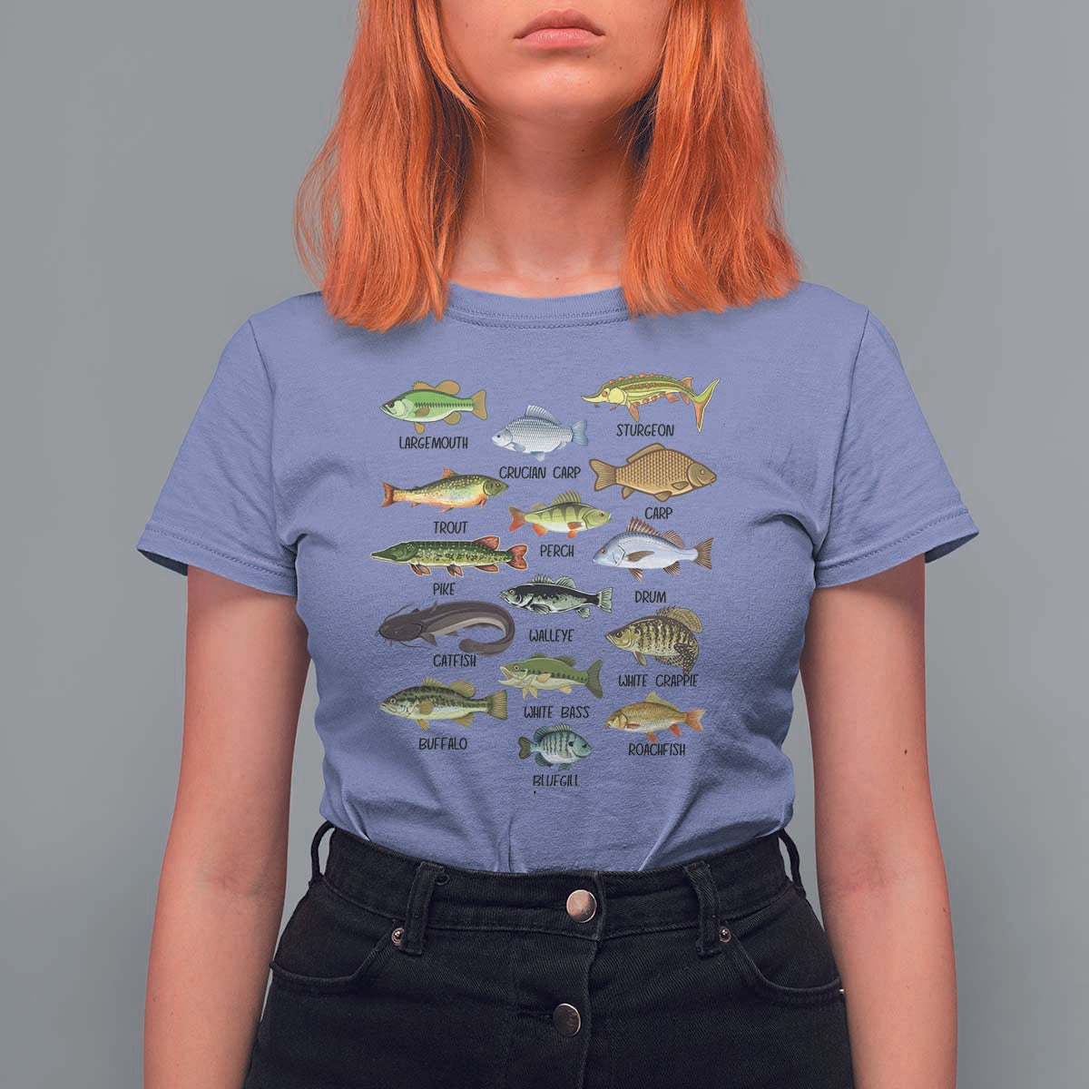 Freshwater Fish Species T Shirt For Women Funny Fishing Types Fisherman Dad