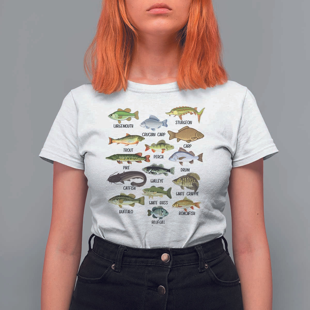 Freshwater Fish Species T Shirt For Women Funny Fishing Types Fisherman Dad