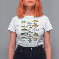 Freshwater Fish Species T Shirt For Women Funny Fishing Types Fisherman Dad