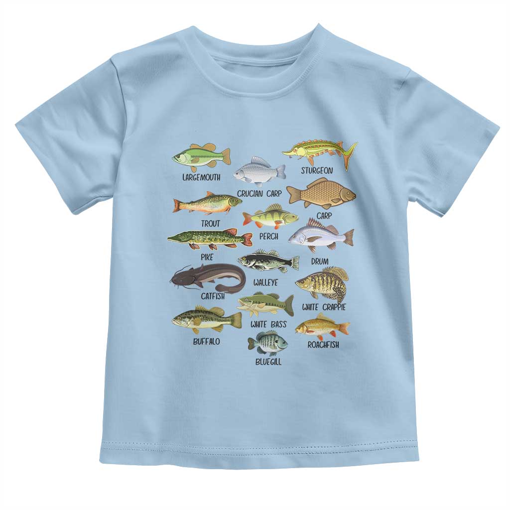 Freshwater Fish Species Toddler T Shirt Funny Fishing Types Fisherman Dad