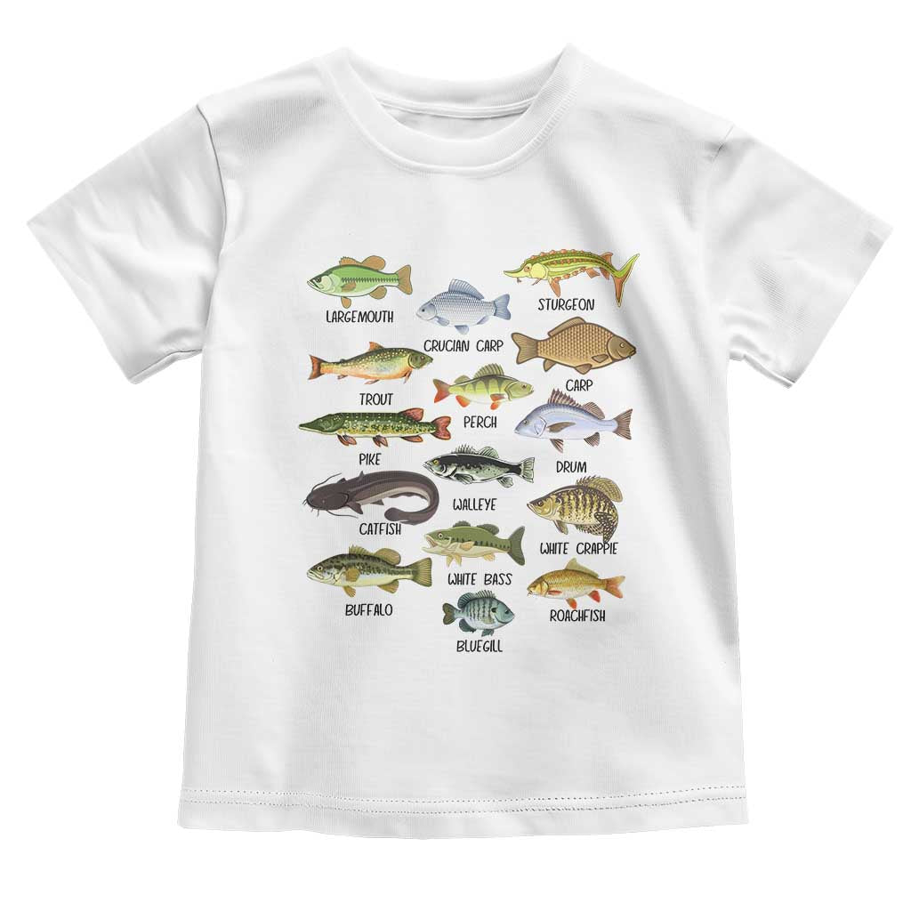 Freshwater Fish Species Toddler T Shirt Funny Fishing Types Fisherman Dad