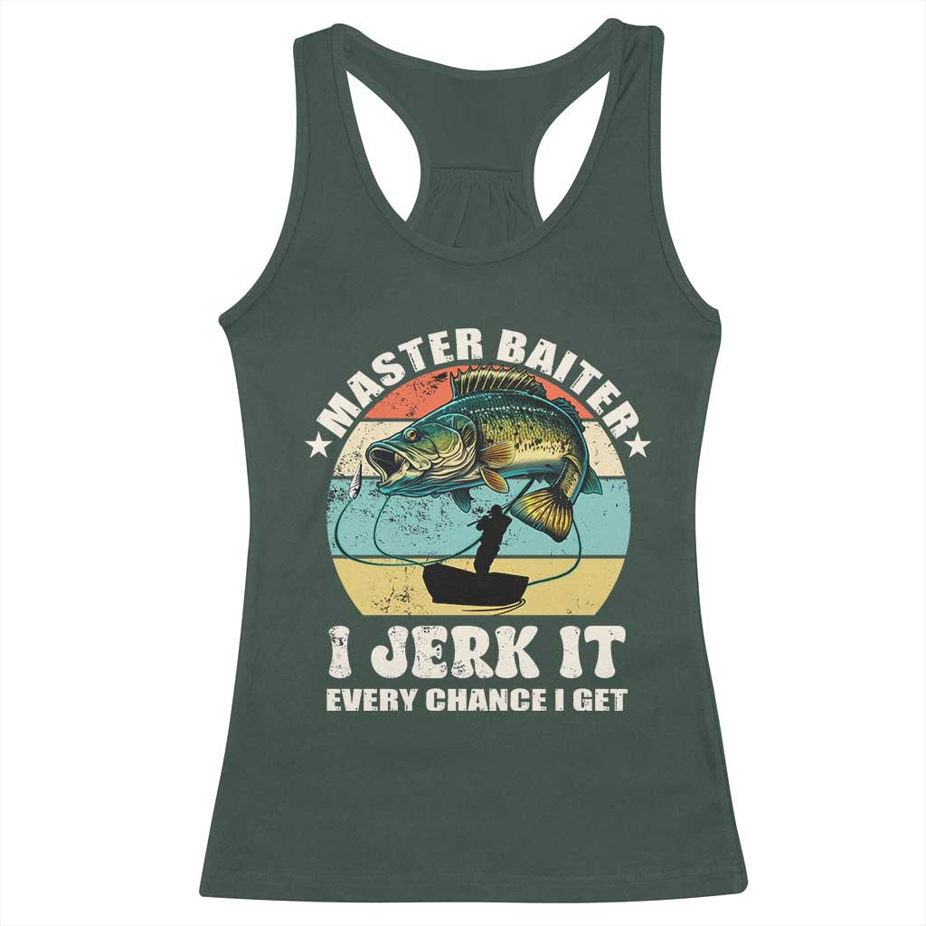 Funny Fishing Master-Baiter Racerback Tank Top Kayak Fishing Dad Grandpa Bass Fish Adult Humor