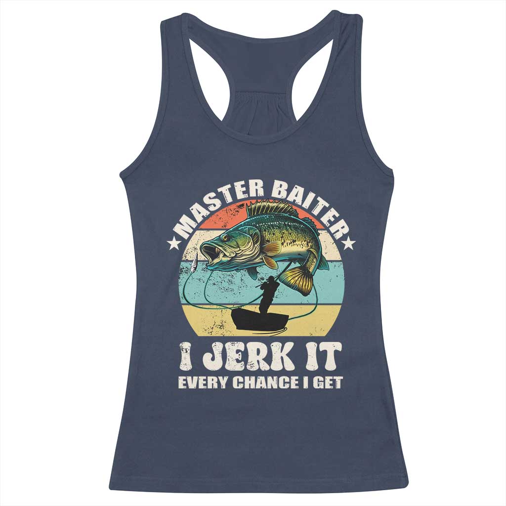 Funny Fishing Master-Baiter Racerback Tank Top Kayak Fishing Dad Grandpa Bass Fish Adult Humor