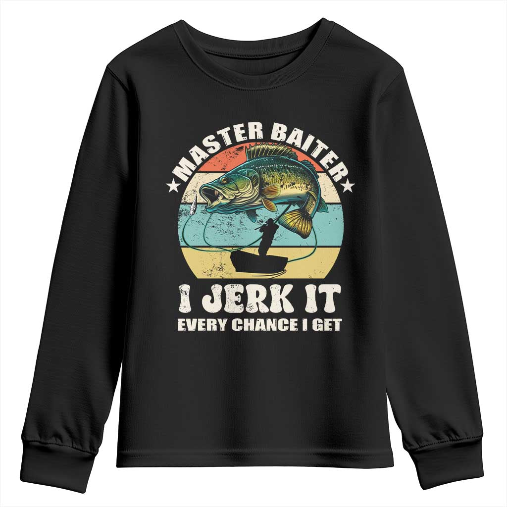 Funny Fishing Master-Baiter Youth Sweatshirt Kayak Fishing Dad Grandpa Bass Fish Adult Humor