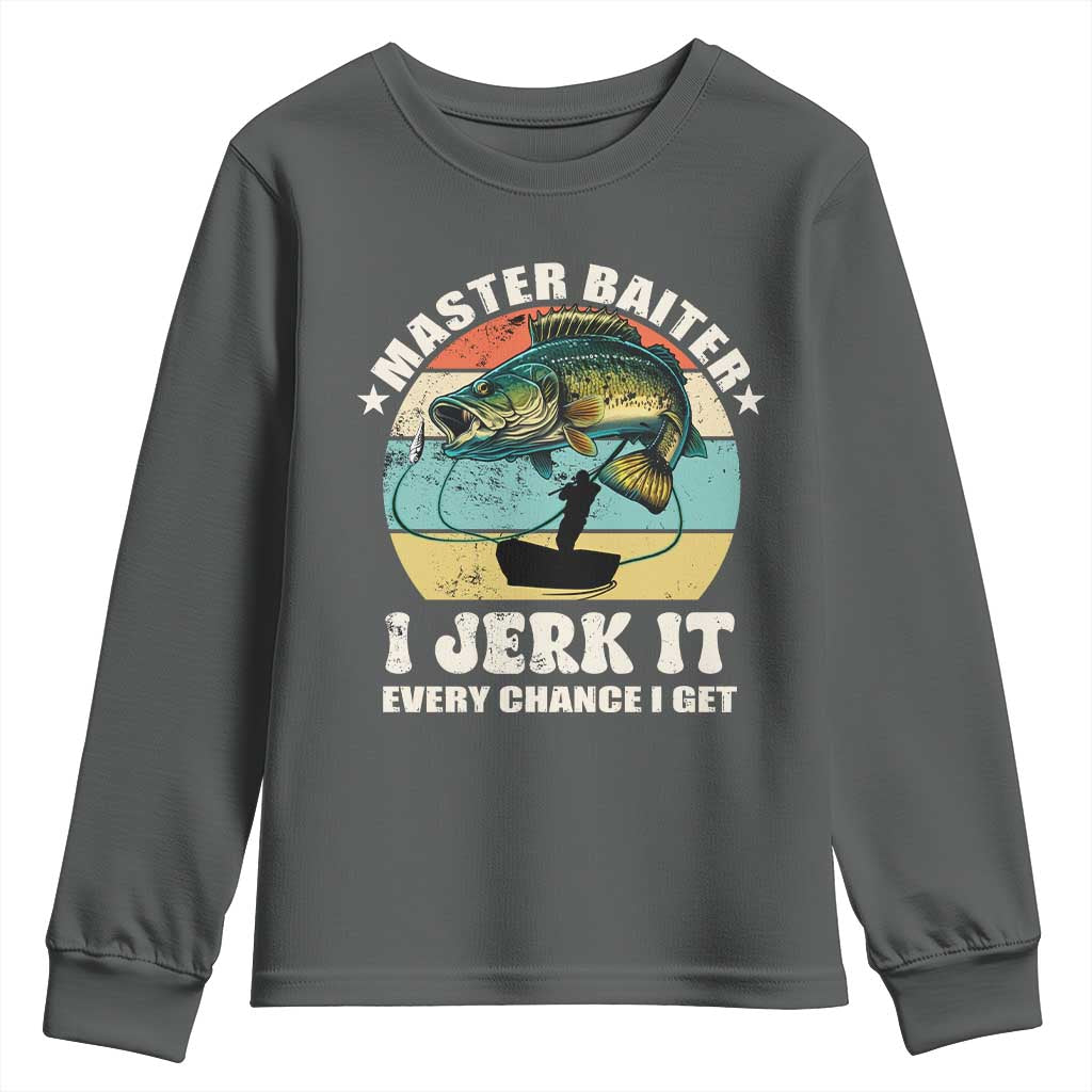Funny Fishing Master-Baiter Youth Sweatshirt Kayak Fishing Dad Grandpa Bass Fish Adult Humor