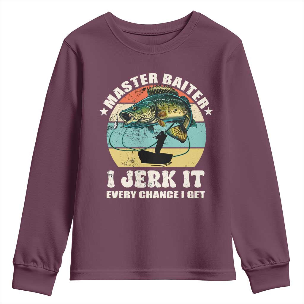 Funny Fishing Master-Baiter Youth Sweatshirt Kayak Fishing Dad Grandpa Bass Fish Adult Humor