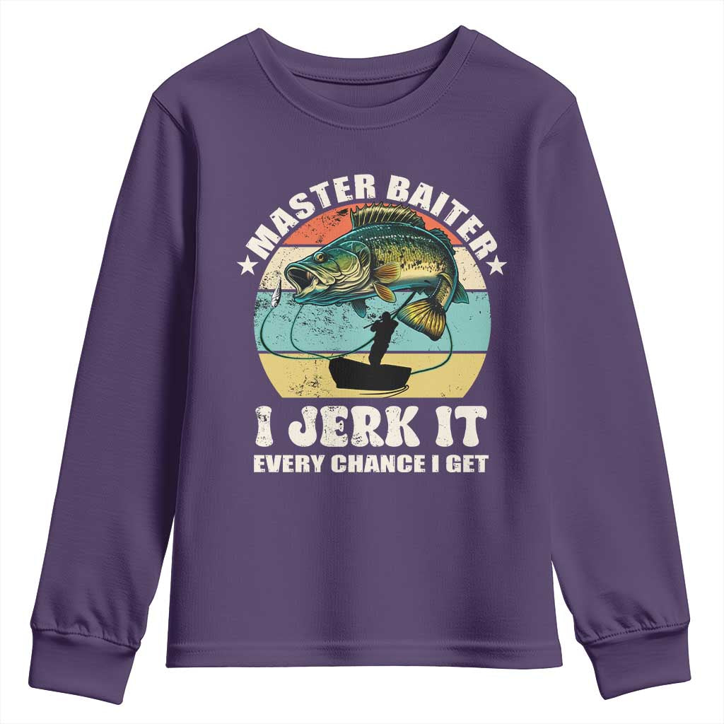 Funny Fishing Master-Baiter Youth Sweatshirt Kayak Fishing Dad Grandpa Bass Fish Adult Humor