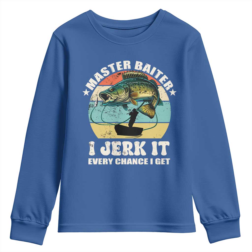 Funny Fishing Master-Baiter Youth Sweatshirt Kayak Fishing Dad Grandpa Bass Fish Adult Humor