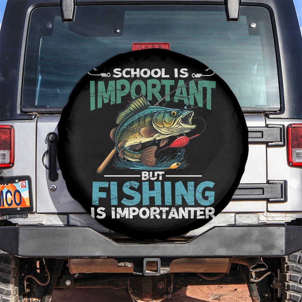 Funny Fishing Spare Tire Cover School Is Important But Fishing Is Importanter Bass Fisherman