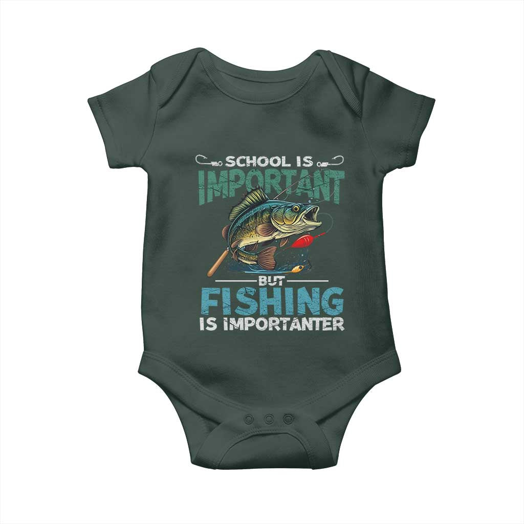 Funny Fishing Baby Onesie School Is Important But Fishing Is Importanter Bass Fisherman