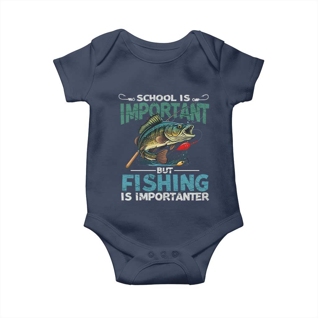 Funny Fishing Baby Onesie School Is Important But Fishing Is Importanter Bass Fisherman