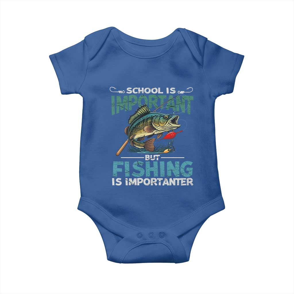 Funny Fishing Baby Onesie School Is Important But Fishing Is Importanter Bass Fisherman