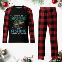 Funny Fishing Plaid Pajama Set School Is Important But Fishing Is Importanter Bass Fisherman - Wonder Print Shop