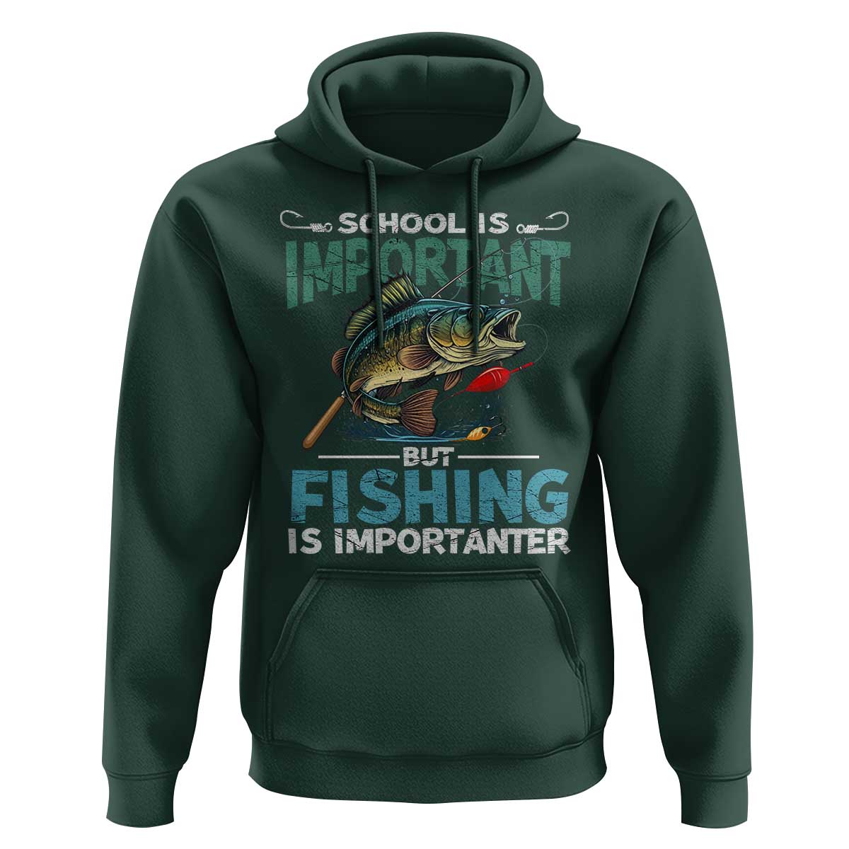 Funny Fishing Hoodie School Is Important But Fishing Is Importanter Bass Fisherman