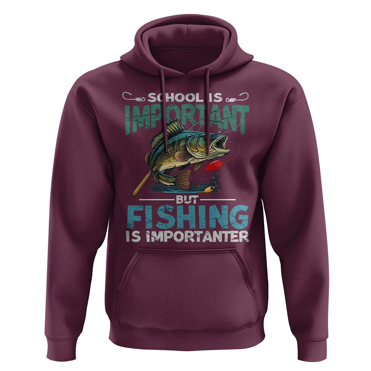 Funny Fishing Hoodie School Is Important But Fishing Is Importanter Bass Fisherman