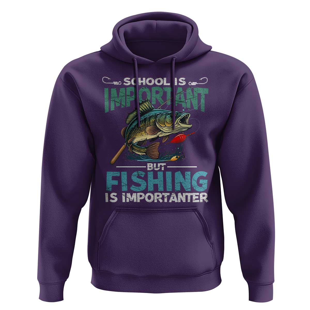 Funny Fishing Hoodie School Is Important But Fishing Is Importanter Bass Fisherman