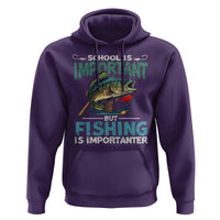 Funny Fishing Hoodie School Is Important But Fishing Is Importanter Bass Fisherman