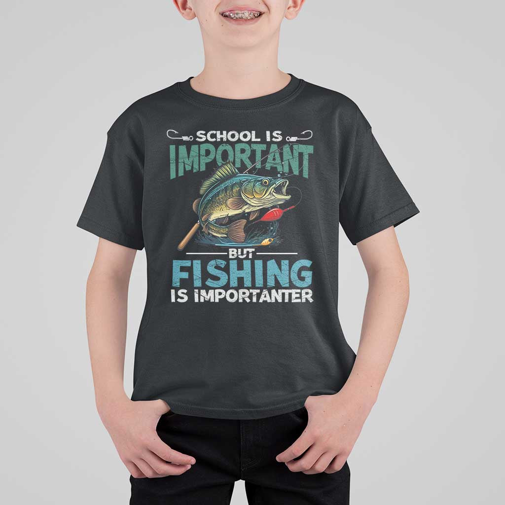 Funny Fishing T Shirt For Kid School Is Important But Fishing Is Importanter Bass Fisherman