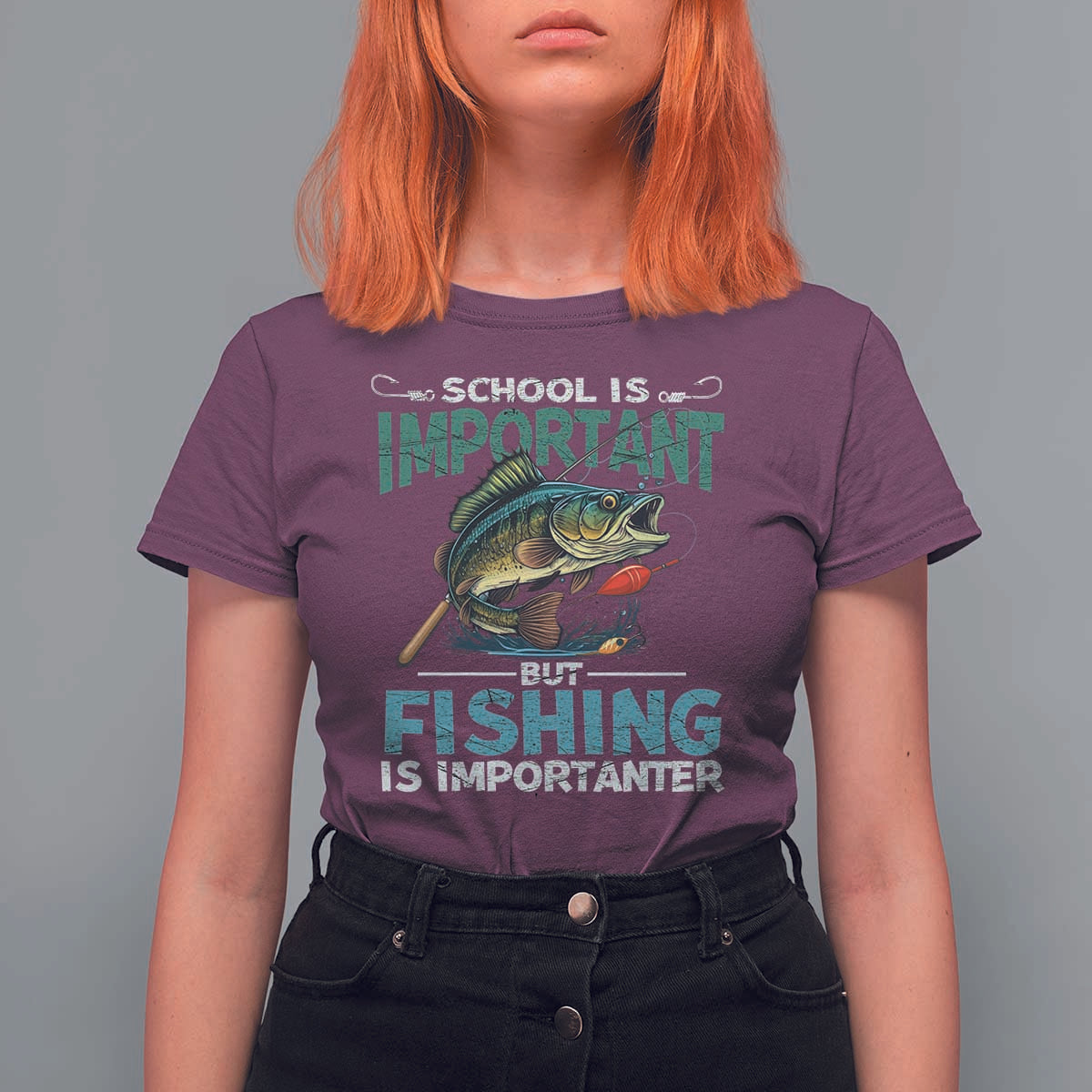 Funny Fishing T Shirt For Women School Is Important But Fishing Is Importanter Bass Fisherman