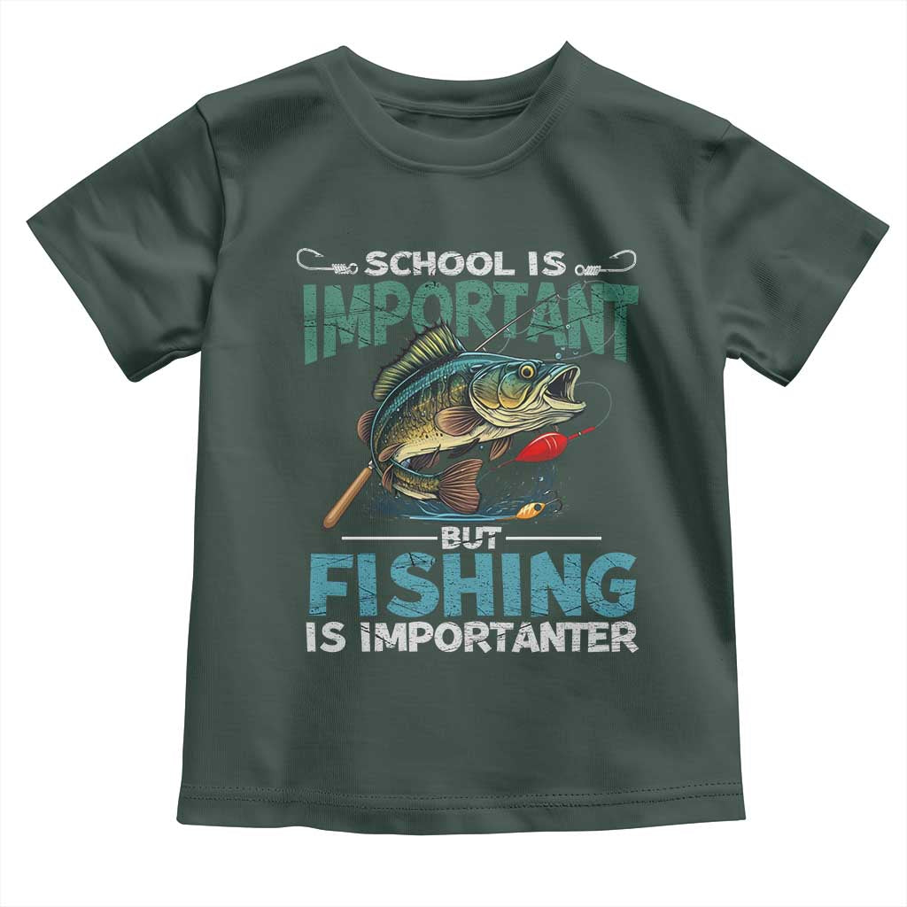 Funny Fishing Toddler T Shirt School Is Important But Fishing Is Importanter Bass Fisherman