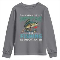 Funny Fishing Youth Sweatshirt School Is Important But Fishing Is Importanter Bass Fisherman