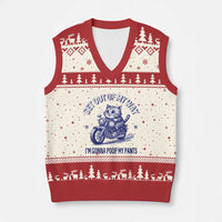 Funny Cat Meme V-Neck Knit Sweater Vest Get Out of My Way Gonna Poop My Pants Adult Humor Meme - Wonder Print Shop