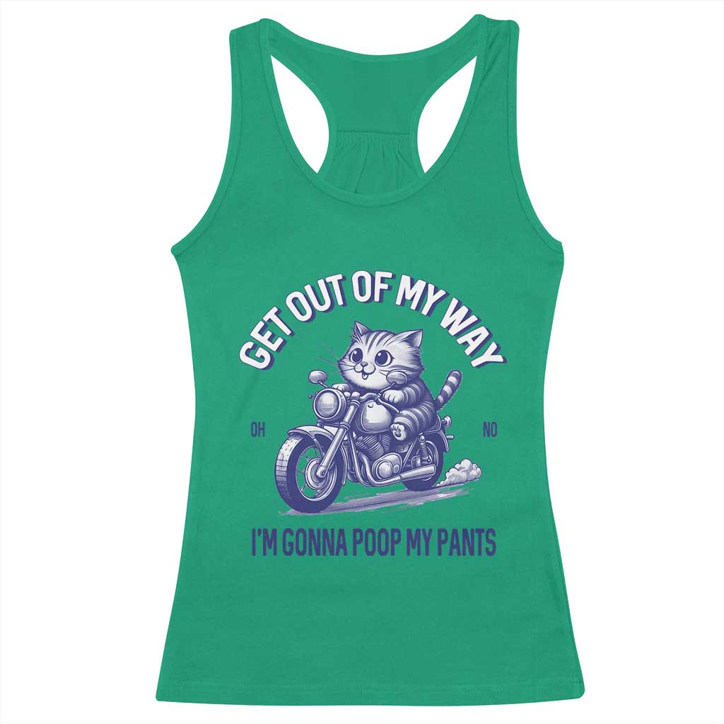 Funny Cat Meme Racerback Tank Top Get Out of My Way Gonna Poop My Pants Adult Humor Meme