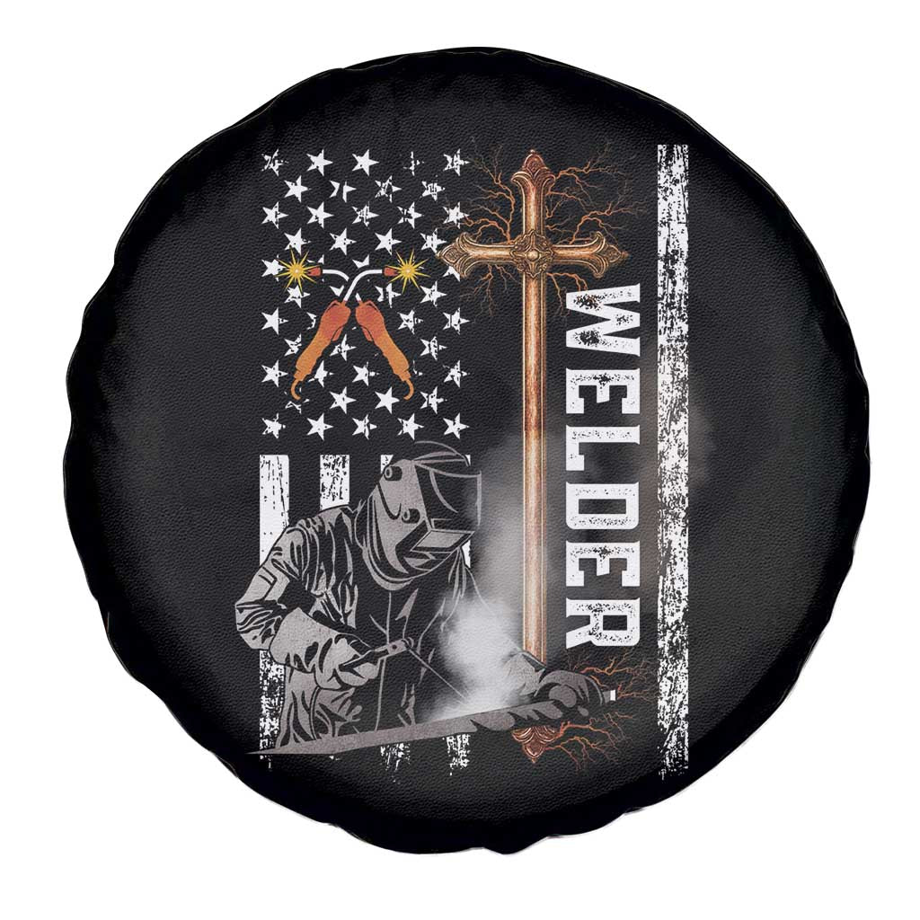American Welder Spare Tire Cover Welding USA Flag Christian Cross