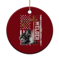 American Welder Ceramic Ornament Welding USA Flag Christian Cross - Wonder Print Shop